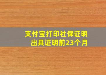 支付宝打印社保证明 出具证明前23个月